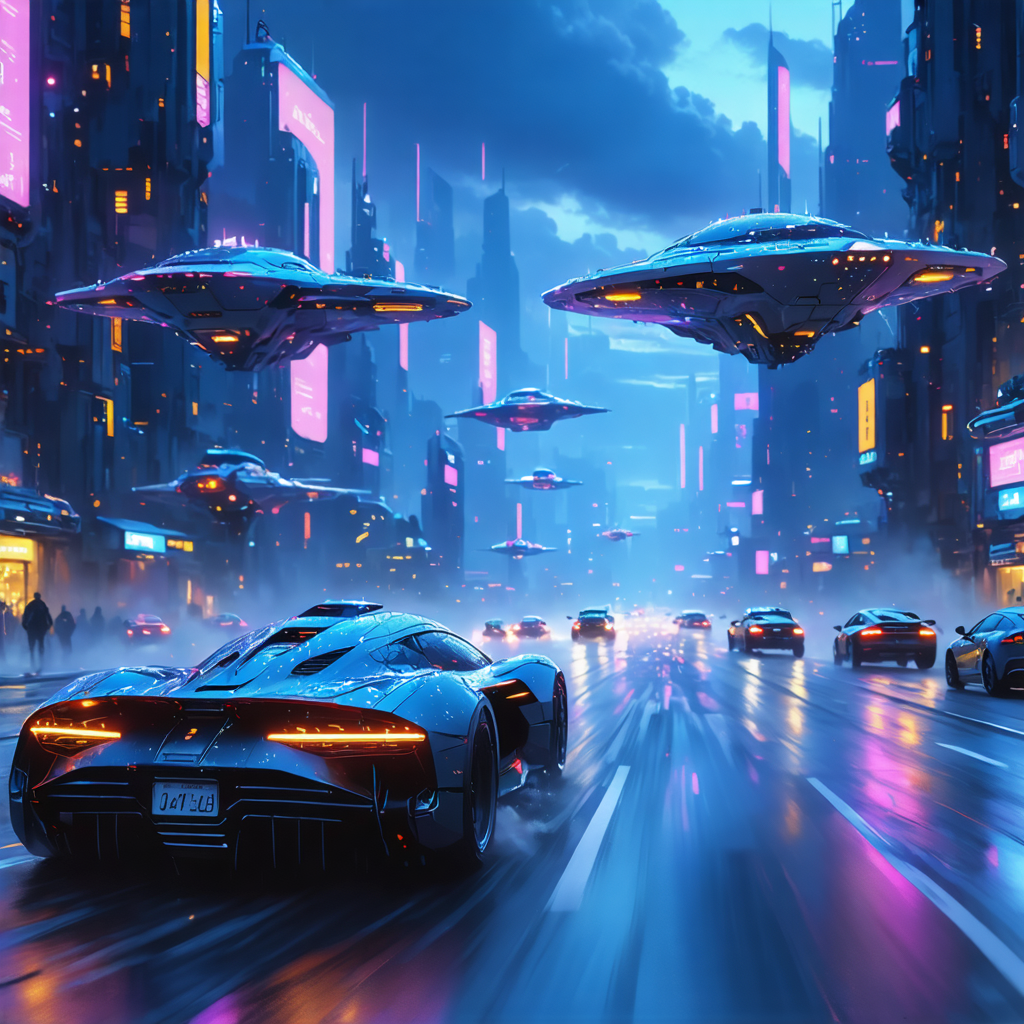 Cyberpunk city with neon lights